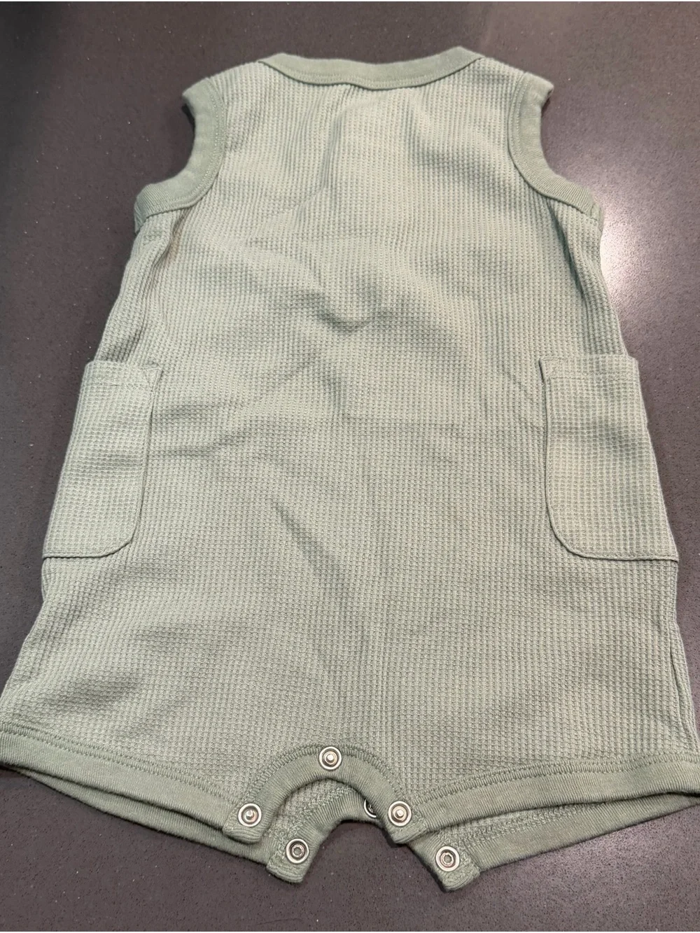 Carter's Sage Green Sleeveless Waffle Romper